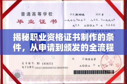 东兰揭秘职业资格证书制作的条件，从申请到颁发的全流程解析
