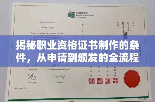 东兰揭秘职业资格证书制作的条件，从申请到颁发的全流程解析